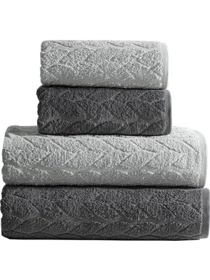 Storemax Sarmaşık Çift Renk Havlusu, 4'lü Paket 2 Parça (70X140),2 Parça (50X90) Yumuşak ve Emici, Kaliteli Günlük Kullanıma UYGUN%100 Pamuk Havlu ( -Gri)