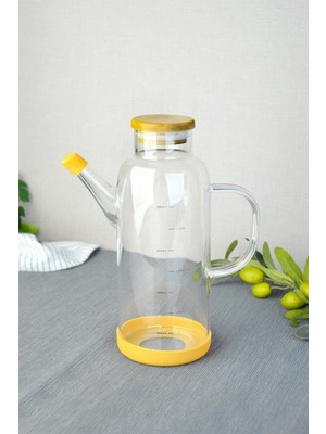 Storemax 800 ml Bambu Kapaklı Borosilikat Cam Yağlık