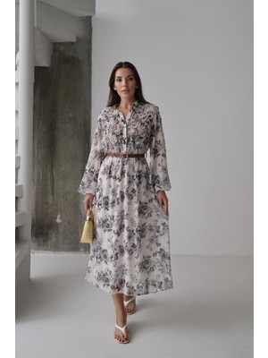 Pusula Sepeti Siyah Biye Detaylı Elbise