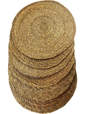 Storemax 6 Adet Hasır Supla Seti, Servis, Sofra Dekorasyonu ve Sunum Için Bambu Hasır, Şık ve Çevre Dostu Masa Aksesuarı 30 cm