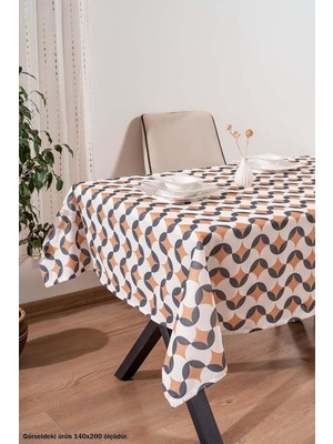 Storemax Geometrik Soyut Masa Örtüsü, Sofra Bezi, Piknik Örtüsü Siyah-Taba 140 x 200 RIVA00112-R0028