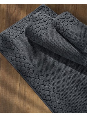 Storemax Soley | Alana | Yumuşak Pamuklu Pirinç Örgü 3'lü Havlu Seti Antrasit