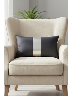 Nisahometeks Gümüş Detay Kırlent Yastık Kılıfı Leke Tutmaz Silinebilir