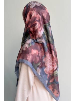 Ande Tesettür Nilüfer Desen Pamuk Eşarp - Kızıl Kahve