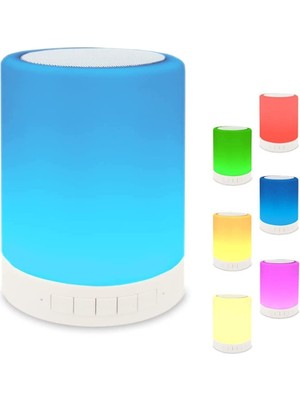 Storemax Gece Lambası Dokunmatik Lamba Renkli LED Işık Hoparlör USB Şarj Kablosuz Speaker