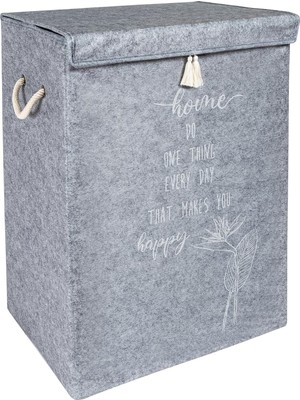 Storemax Çamaşır Sepeti Kirli Çamaşır Torbası Çamaşır Sepet Keçe Kapaklı Çok Amaçlı Kutu Sepet Oyuncak Saklama Sepeti Renk (55X40X30 Cm) (Gri)