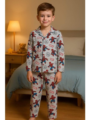 Pistyle Erkek Çocuk Karekter Desenli Düğmelli Pijama Takımı