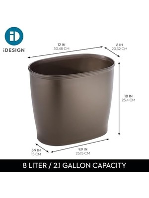 Storemax Kent Oval Çöp Kutusu Çöp Sepeti Için Banyo, Mutfak, Ofis, Plastik, 30, 5 x 20, 3 x 25, 4 Cm, Plastik, Kahverengi, No Size