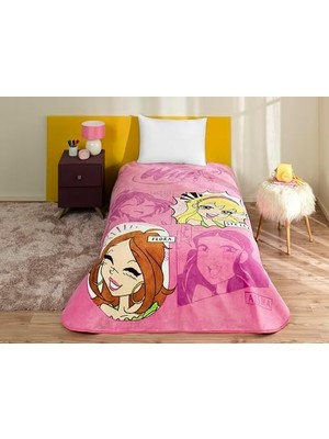 Storemax Power Çizgi Film Karakteri Pamuk-Polyester Karışım Battaniye, Pembe, Tek Kişilik