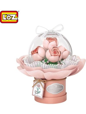 LZ-1298 Loz Ledli Pembe Gül Buketi 285 Parça Block Oyuncak