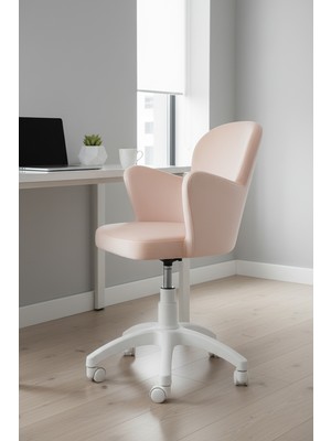 KUZEY SANDALYE Kelebek Beyaz Ayaklı Çalışma Sandalyesi Yetişkin ve Çocuk Bilgisayar Sandalyesi (Ayarlanabilir)