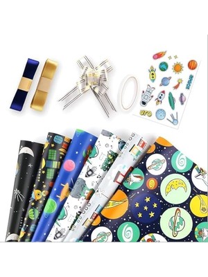 Storemax Hediye Paketleme Kağıdı Seti, 6 Adet Doğum Günü Paket Kağıdı, Hediye Paketleme Seti, Doğum Günü, Bebek Partileri, Gelin Duşu ve Özel Günler Için Çok Amaçlı Hediye Paketleme Kağıdı