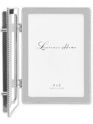 Storemax 4x6 Menteşeli Çift Dökme Metal Resim Çerçeveleri, Gümüş Klasik Boncuk Tasarımı