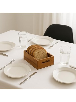 Storemax Akasya Ağacından Ahşap Ekmeklik, Akasya Ekmek Sunum Sepeti, Ekmek Sunum Kutusu 25X14X8 cm