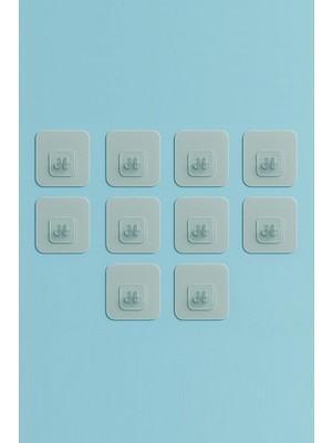 Storemax 10 Adet 7X7CM Yedek Süper Güçlü Yapışkanlı Askı, 20KG Banyo - Mutfak Raf Tutucu Delmesiz Şeffaf