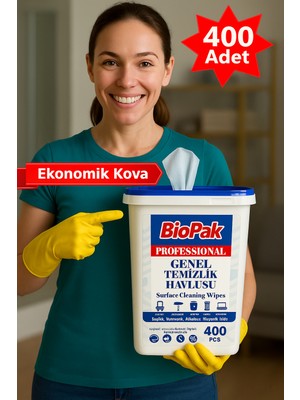 Biopak Profesyonel Yüzey Temizlik Mendili 400'LÜ