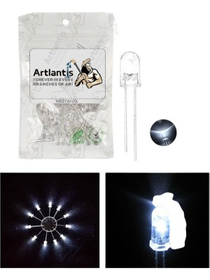 Artlantis Beyaz Mantar LED Diyot Lamba 50 Li 1 Paket Beyaz 4.8 mm Mini Mantar LED Lamba Deney Bilim Proje Arduino Işığı
