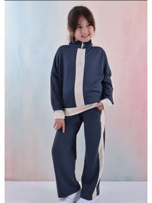 Alkın Kids 3-10 Yaş Kız Çocuk Gri Şeritli Eşofman Takımı