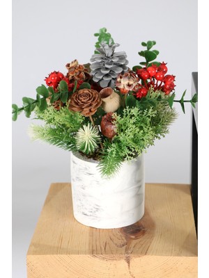 Empressco Yapay Nar Tanzimi, Kırmızı Saksıda, Şık ve Doğal Görünüm, Yeni Yıl Dekorasyonu