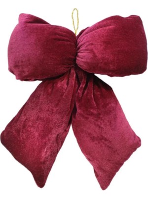 Empressco Bordo 26 cm Kadife Fiyonk Elyaf Dolgulu Ağaç Süsü Dekorasyon