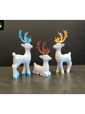 Empressco Yılbaşı Temalı Kar Taneli Geyik Figür Seti, Beyaz, Süs ve Dekorasyon Için Ideal