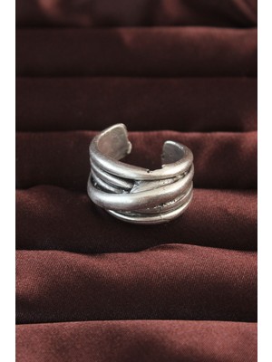 Gümüş Renk Kaburga Model Ayarlamalı Erkek Yüzük