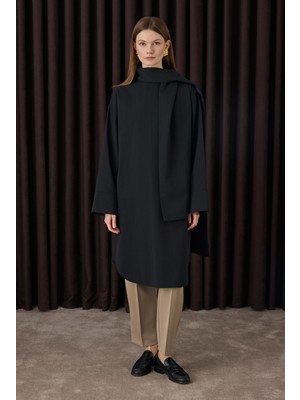 HE-QA Fular Yaka Gömlek Siyah