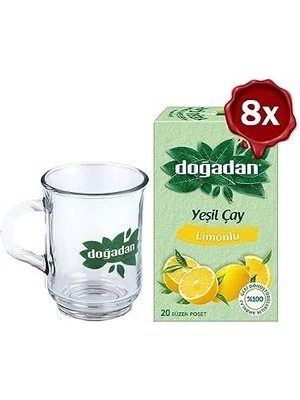 Storemax Doğadan Yeşil Çay Limonlu 20'li x 8 ve Doğadan Cam Bardak Hediyeli