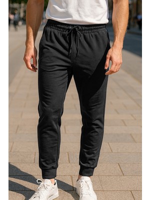 Remsa Paçası Beli Lastikli 3 Cepli Erkek Eşofman Altı 6663 Siyah