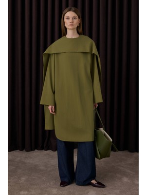 HE-QA Fular Yaka Gömlek Yağ Yeşili