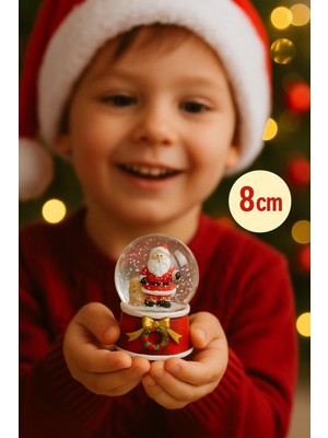 Empressco 8 cm Noel Baba Figürlü Kar Küresi, Yılbaşı Süs, Masa Dekoru, Mini Hediye