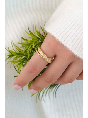 Trend Collection Gold Zirkon Taşlı Vip Model Kadın Yüzük – Ayarlanabilir