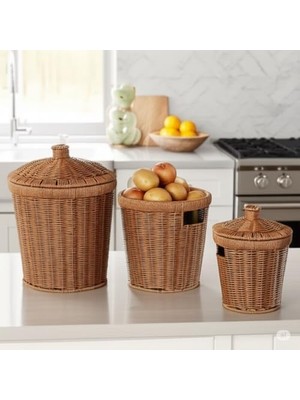 Storemax Paçi Wicker Akasya Serisi 3'lü Patates/soğan Sepeti Seti