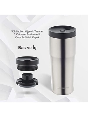 Storemax Sızdırmaz Vakumlu Çıft Katmanlı Çelik Bardak Termos 480 ml 6 Saat Sıcak / 12 Saat Soğuk - Metalik Gri