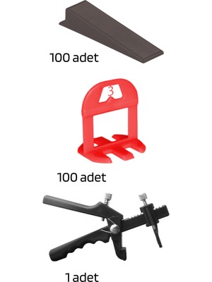 Sofdekor Seramik Seviye Tespit Derz Artı Uygulama SETI(100 Seviye 3 Mm, 100 S.takoz, 1 P.pense)