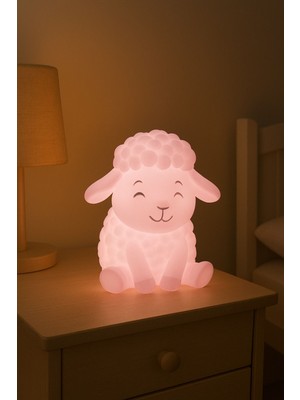 LayerForge Sevimli Kuzu Gece Lambası Kablolu LED Çocuk Odası Aydınlatma Uyku Arkadaşı Kuzu Lambası Çevre Dostu Pla