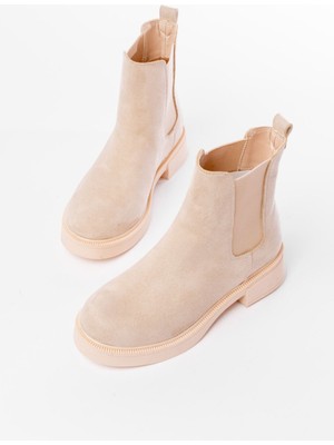 Zerenyus ZRİN-2137 Premium Bej Süet Lastikli Günlük Kadın Bot