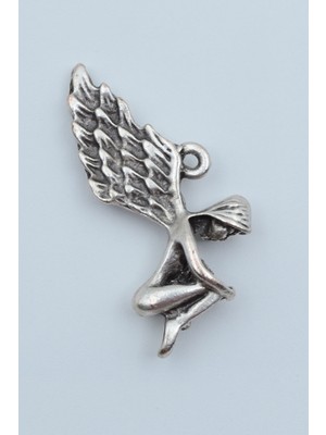 Alooya Kanatlı Melek - Peri Gümüş Kaplama Kolye Ucu