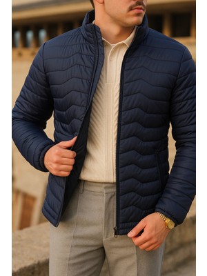 Comstar Erkek Günlük Astarlı Lacivert Şişme Mont