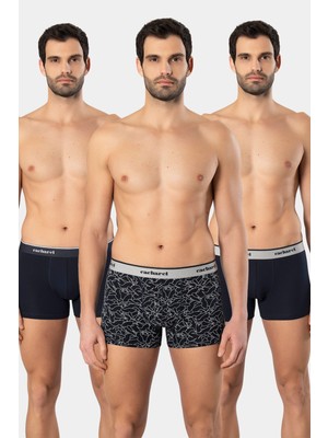 Cacharel Erkek Desenli Likralı Boxer 3'lü Paket 1339/LACIVERT 7