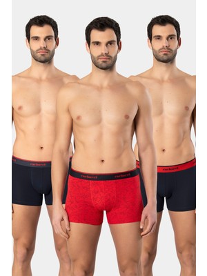 Cacharel Erkek Desenli Likralı Boxer 3'lü Paket 1339/LACIVERT 2