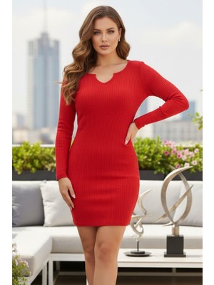 Mossta Fitilli Likralı Elbise Kırmızı