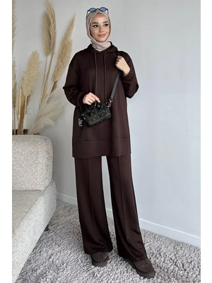 Julude Kapüşonlu Tunik Pantolon Tesettür Ikili Takım P-00019332