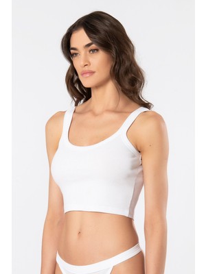 Pierre Cardin Türen Kadin Askili Ribana Crop Atlet 3405/Beyaz