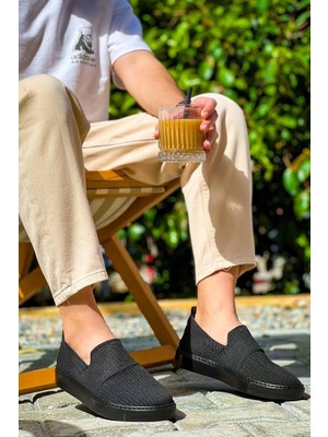 KB-114  Kuback Siyah Triko Siyah  Yüksek Taban Bağcıksız Günlük Erkek Ayakkabı