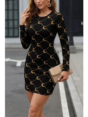 Mossta Bisiklet Yaka Mini Boy Triko Elbise - Siyah