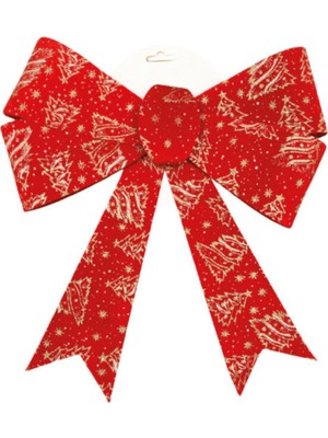 Empressco Kırmızı Simli Yılbaşı Fiyonk Süs, 30CM, 1 Adet