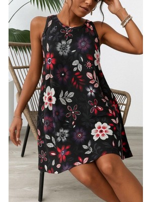 Mossta Yuvarlak Yaka A Kesim Süprem Elbise - Siyah