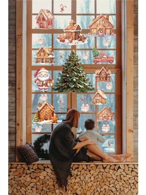 Empressco Yeşil Kardan Adam ve Hediye Yılbaşı Süsü Sticker Seti, Ev Dekorasyonu