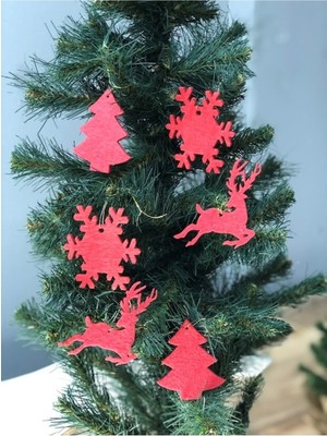 Empressco Kırmızı Keçe 6'lı Yılbaşı Ağaç Süsü Seti, Neşe ve Sıcaklık Katar